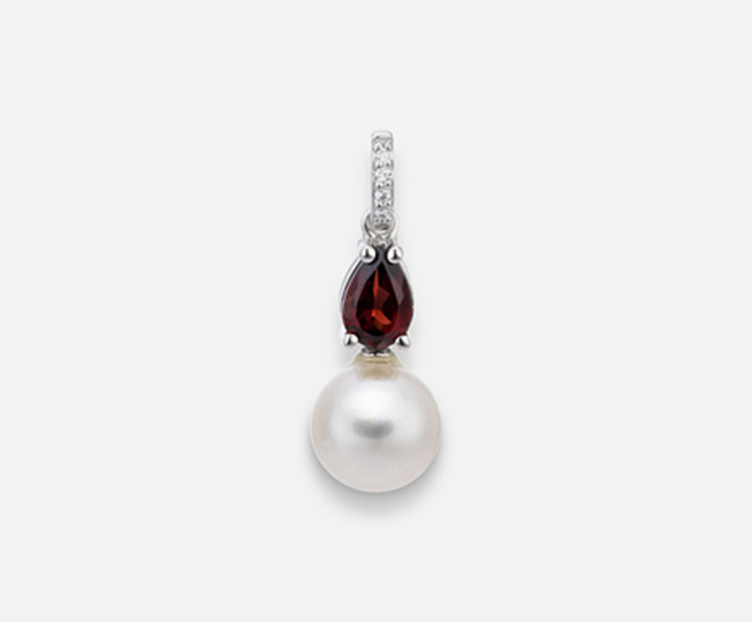 Mikiko pe 18k fw 7.5/8 garnet drop 6x4 ct.0.50 dia ct.0.015 MP0392O4FABI075