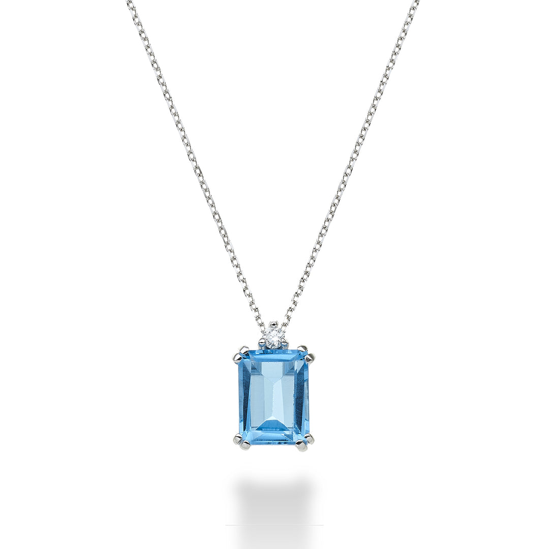 Nihama cl 18k ośmiokątny niebieski topaz 8x6 ct.2,10 śr. ct.0,03 NPCL090DITPAZ3O4