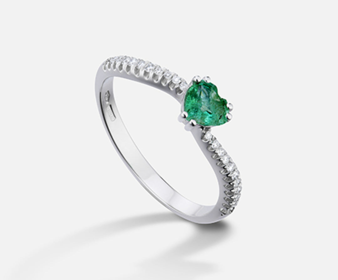 Nihama an 18k emerald n. καρδιά 5x5 ct.0,31 διαστ. ct.0,11 NA5106O4SMN031