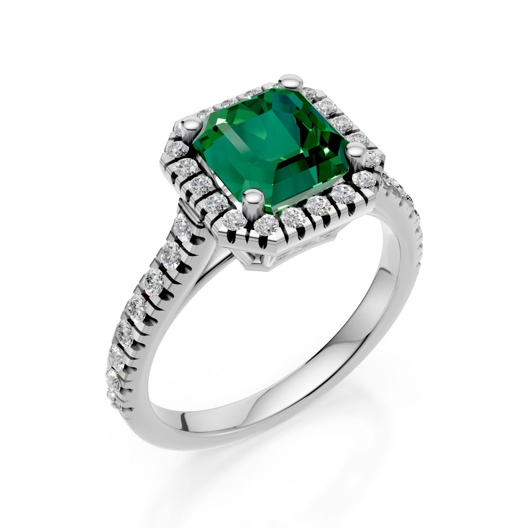 Golay okt smaragdring 7x7 med diamantkontur ACLC657DSM77-25090110113