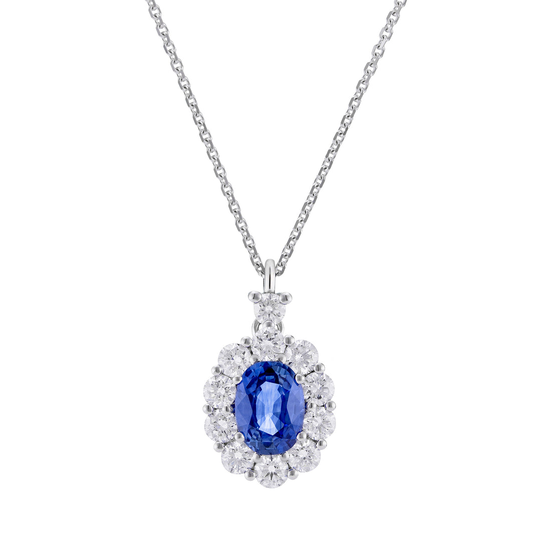 Golay halsband 6x5 oval safir och diamant kontur PCL043DIZB1-26111110420