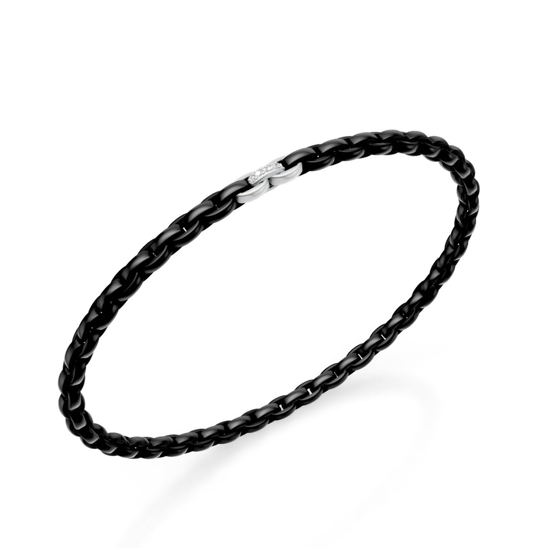 Bratara Golay din titan negru, cu trei insertii de platina, dintre care doar cea centrala este incarcata cu diamante, link oval, 19cm GBR034E3APTDINE-190