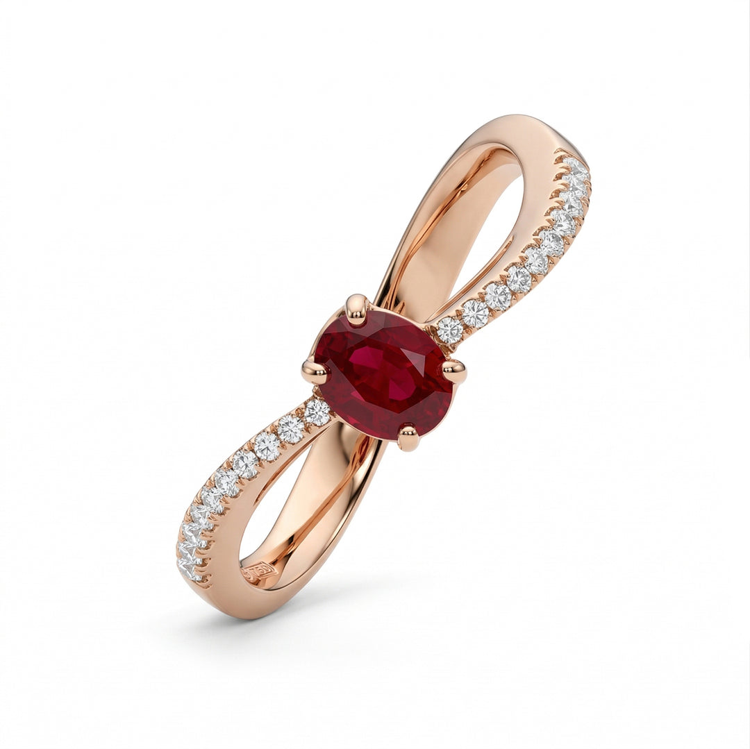 Anillo Golay rubí ovalado 5x4 y diamantes ACL012WDIRUR-17318110171