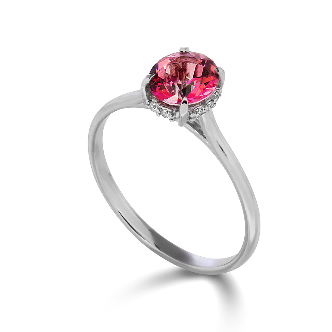 Mikiko en 18k rosa topas 6,00 mm med diamantuppsättning MA5230O4TPPK
