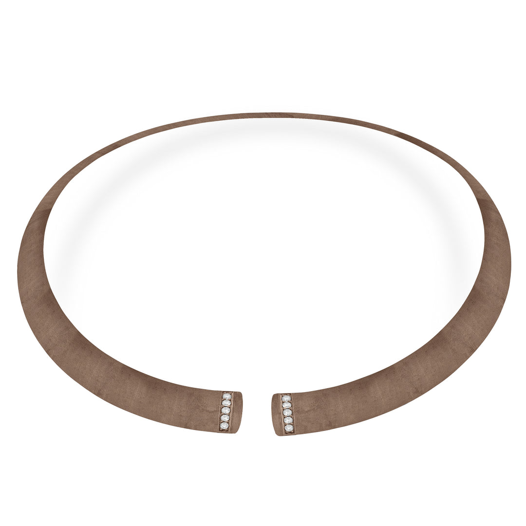 Golay choker i brun titanium tekstur og diamanter på åbningen, medium GD012DIMATX
