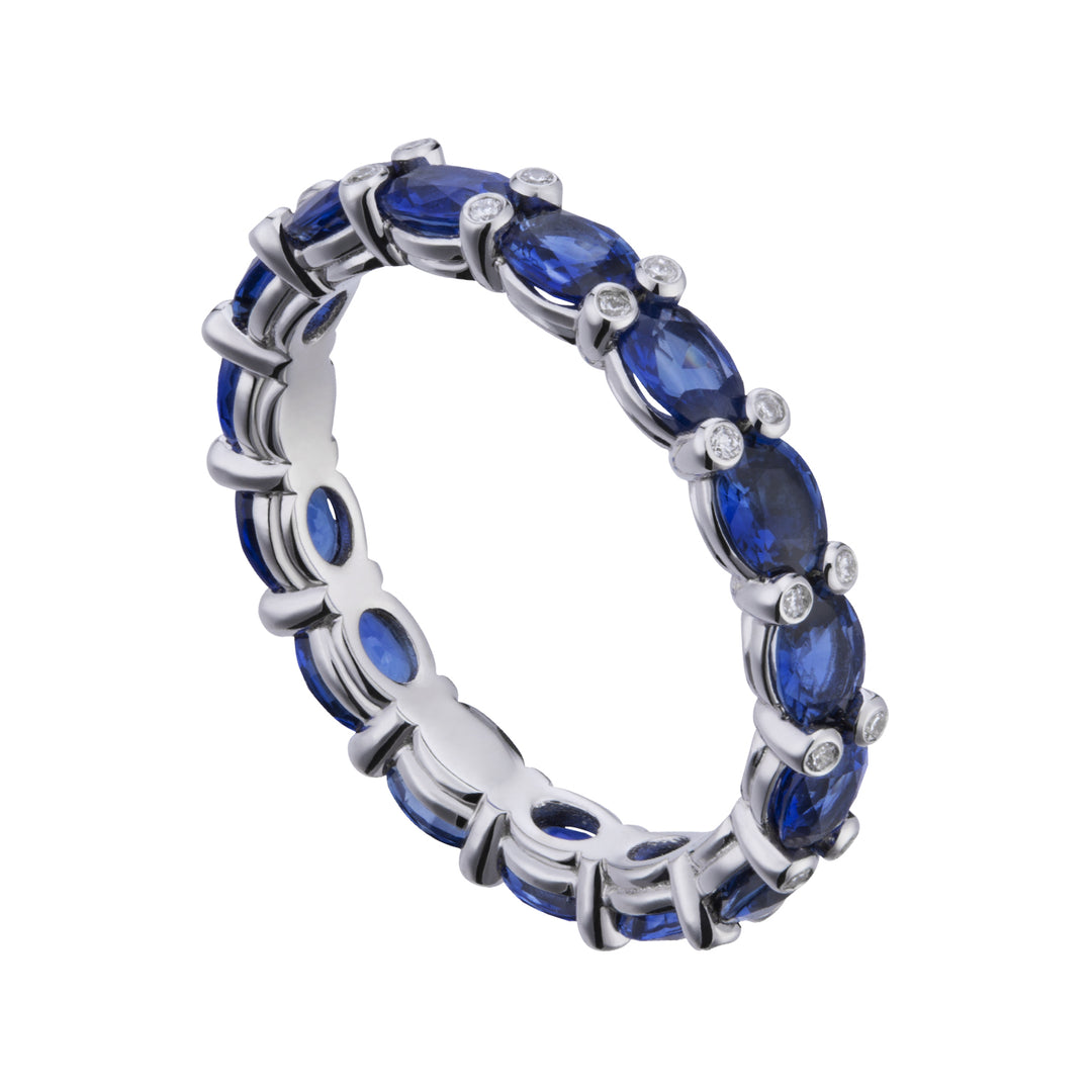 Anel Golay gyrodito com safiras ovais 4x3 e diamantes AET073DIZB-21076110011