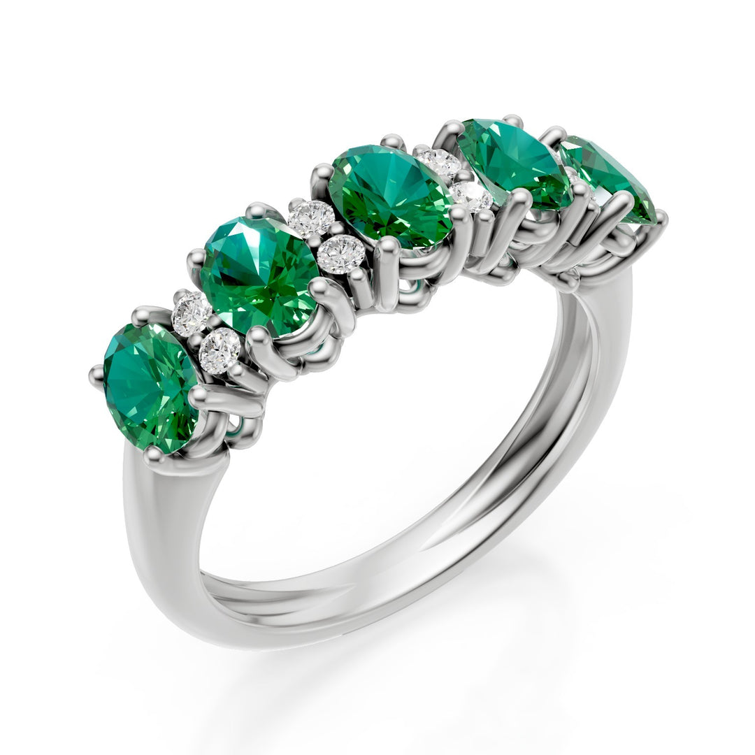 Golay půlkulatý prsten s 5x4 oválnými smaragdy a diamanty AFMG733DISM54B-25197110129