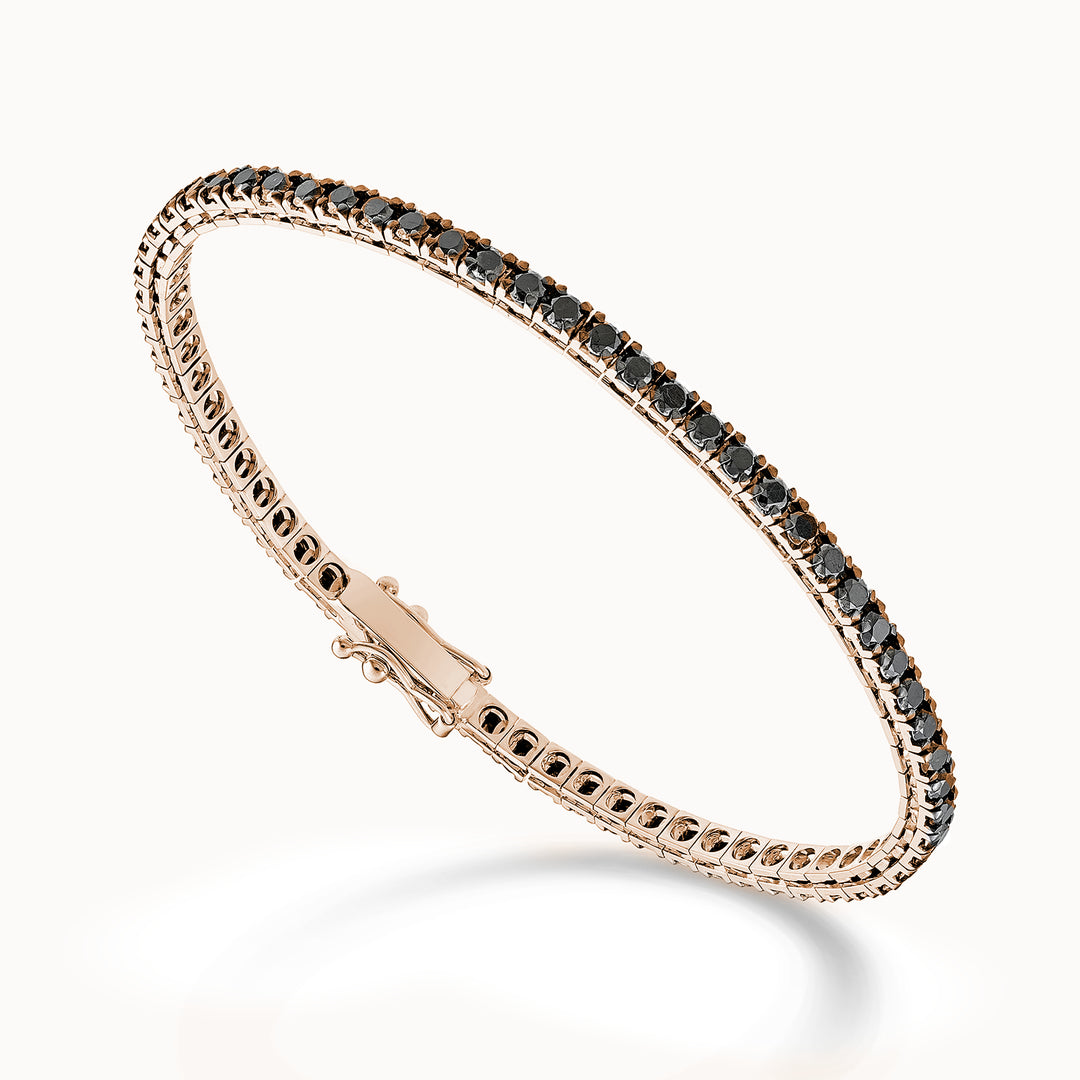 Nihama br tennis 18k sorte diamanter ct. 2,80 cm.17,5 - 71 indstillinger - sten 2,00mm. 1+11+1 rosaguld NBTQ250BKO3