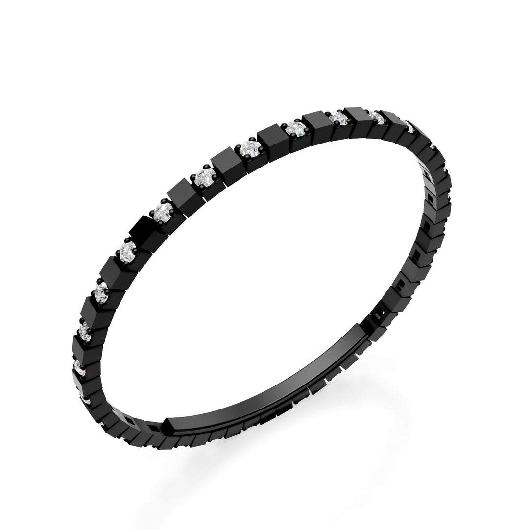 Pulsera de tenis de titanio negro X-Diamond lab g.d. alternando con cierre de mariposa, 18 cm, tercera talla LXDBRT013ALDINE-180