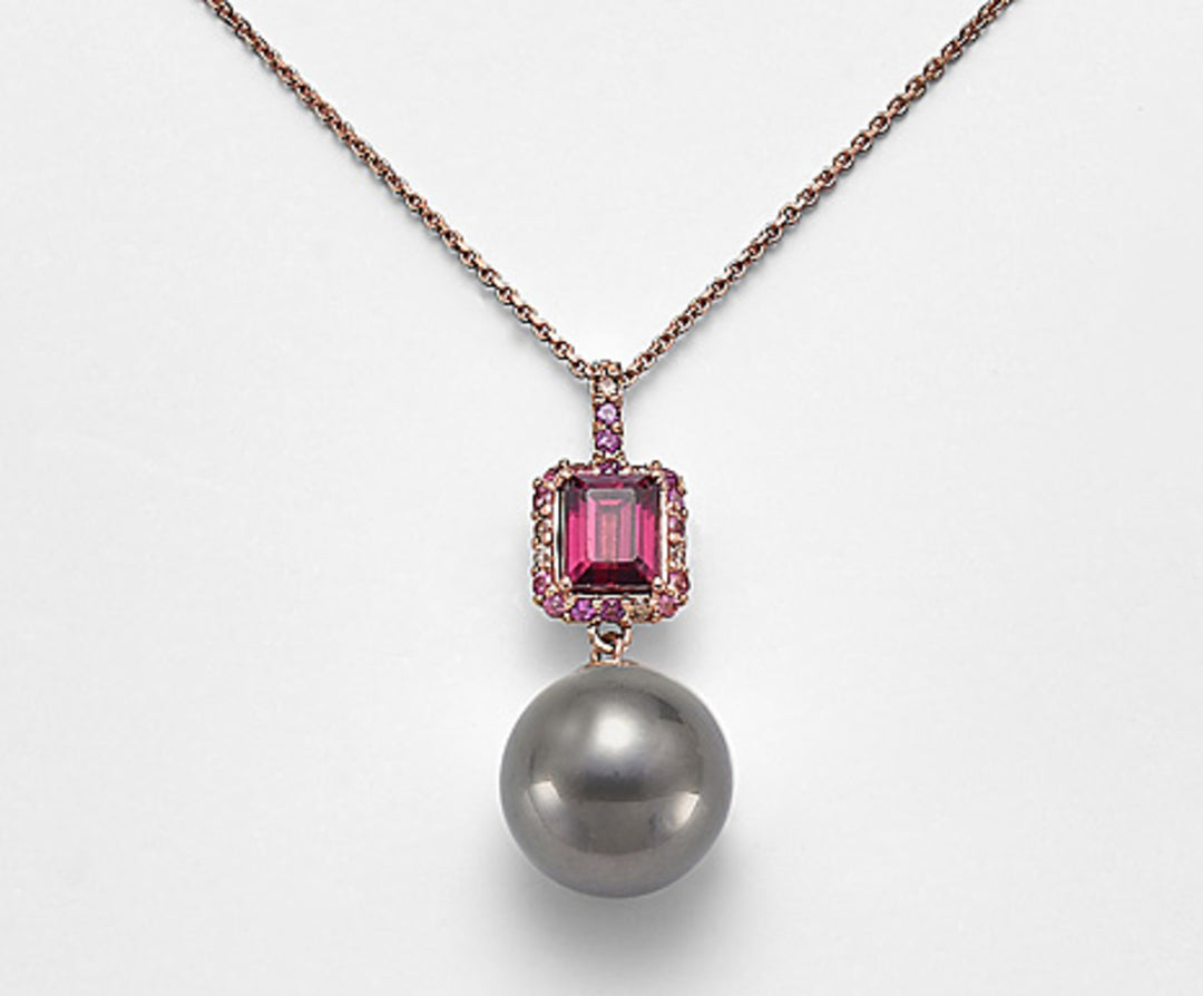 Nihama cl 18k sspb 11/12 ct.0,06 διαμ καφέ, ροζ τουρμαλίνη και ροδολίτης ND0984O3SANE110
