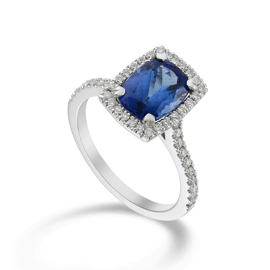 Golay tanzanit pudering 9x7, med diamanter + stilk ACLC086DITZ79-23060110047