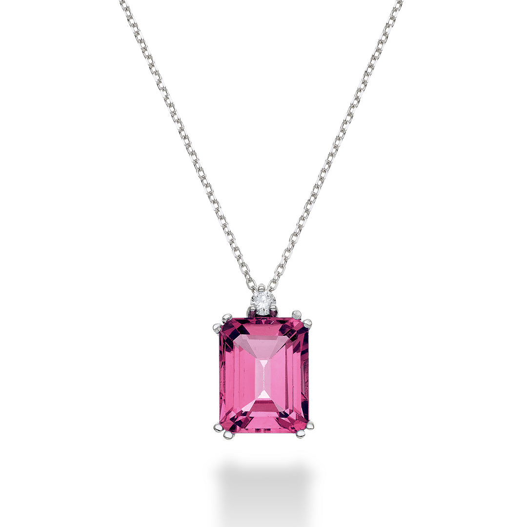 Mikiko cl 18k achteckiger rosa Topas 7x9 ct.2,60 Durchm. ct.0,04 MPCL090DITPPK4O4