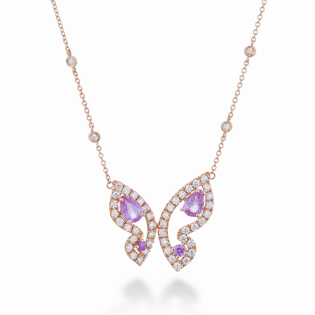 Golay velký mariposa choker s růžovými a diam safíry GFFA008DZP-24148110006