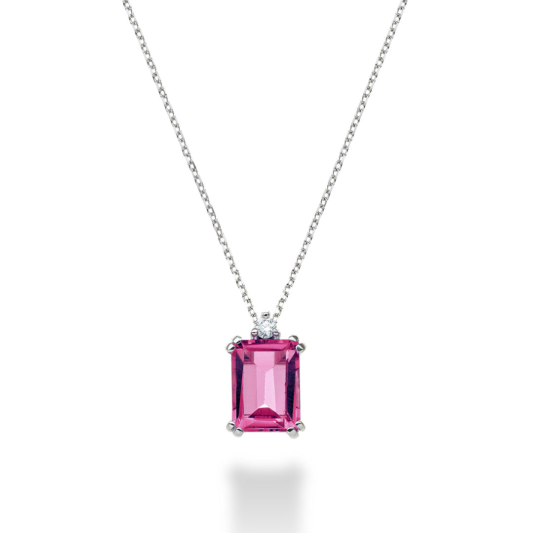 Mikiko cl 18k kahdeksankulmainen pinkki topaasi 8x6 ct.1.90 halk. ct.0,03 MPCL090DITPPK3O4