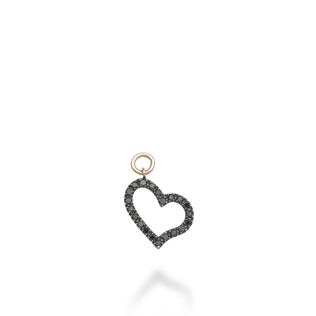 World Diamond Group stort hjerte charme 18k ct.0.18 sort rosa guld GCH212BKO3