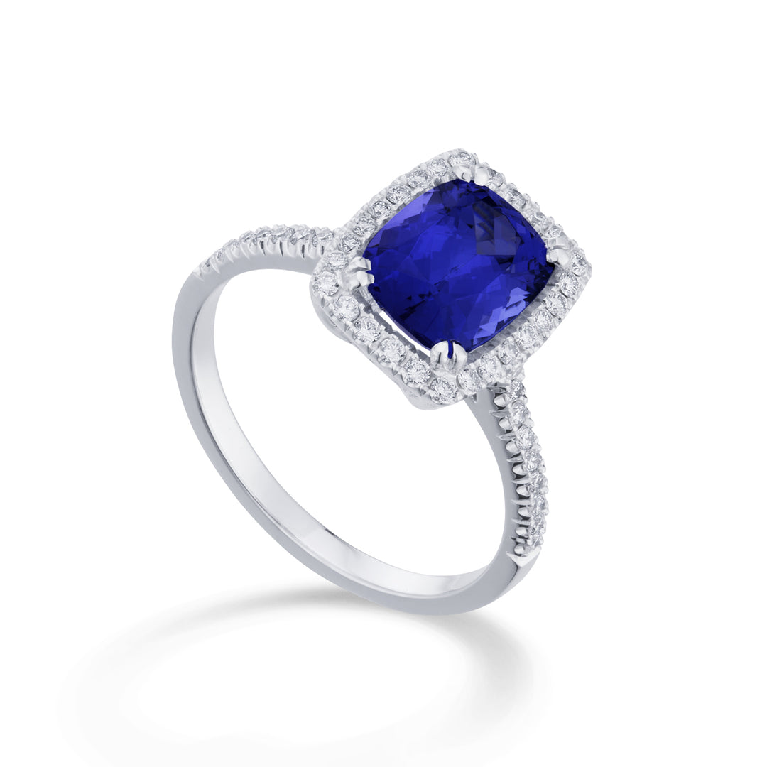 Golay tanzaniet kussenring 7x7 en diamanten ACLC076DITZ77-26156110187