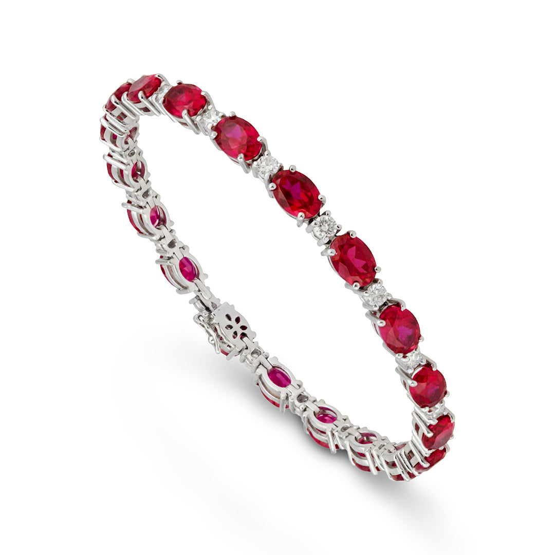 Pulsera de tenis Golay con rubíes de laboratorio. y diamantes BCT001RUDI-21309110036