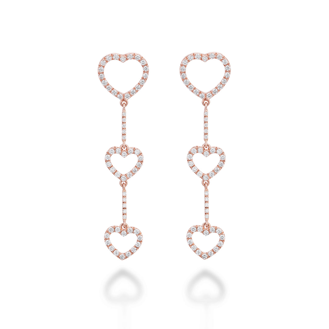 Golay amami 3 hjerter vedhængsøreringe med diamanter OFCU006DI-21354110034