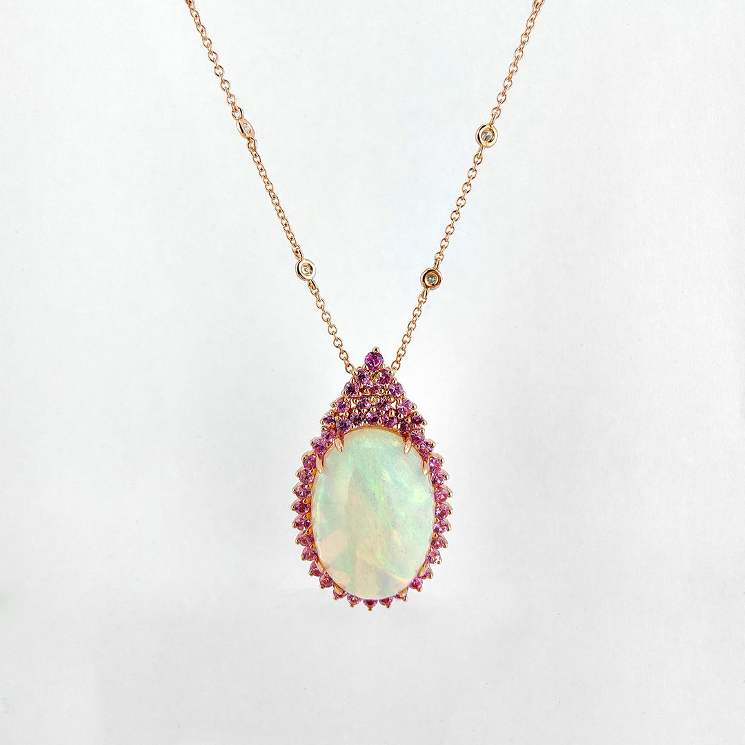 Golay-Design-Halsband mit 18 x 13 cm großem rosa Opal und Diamanten GD002DIOPZP-24023110189