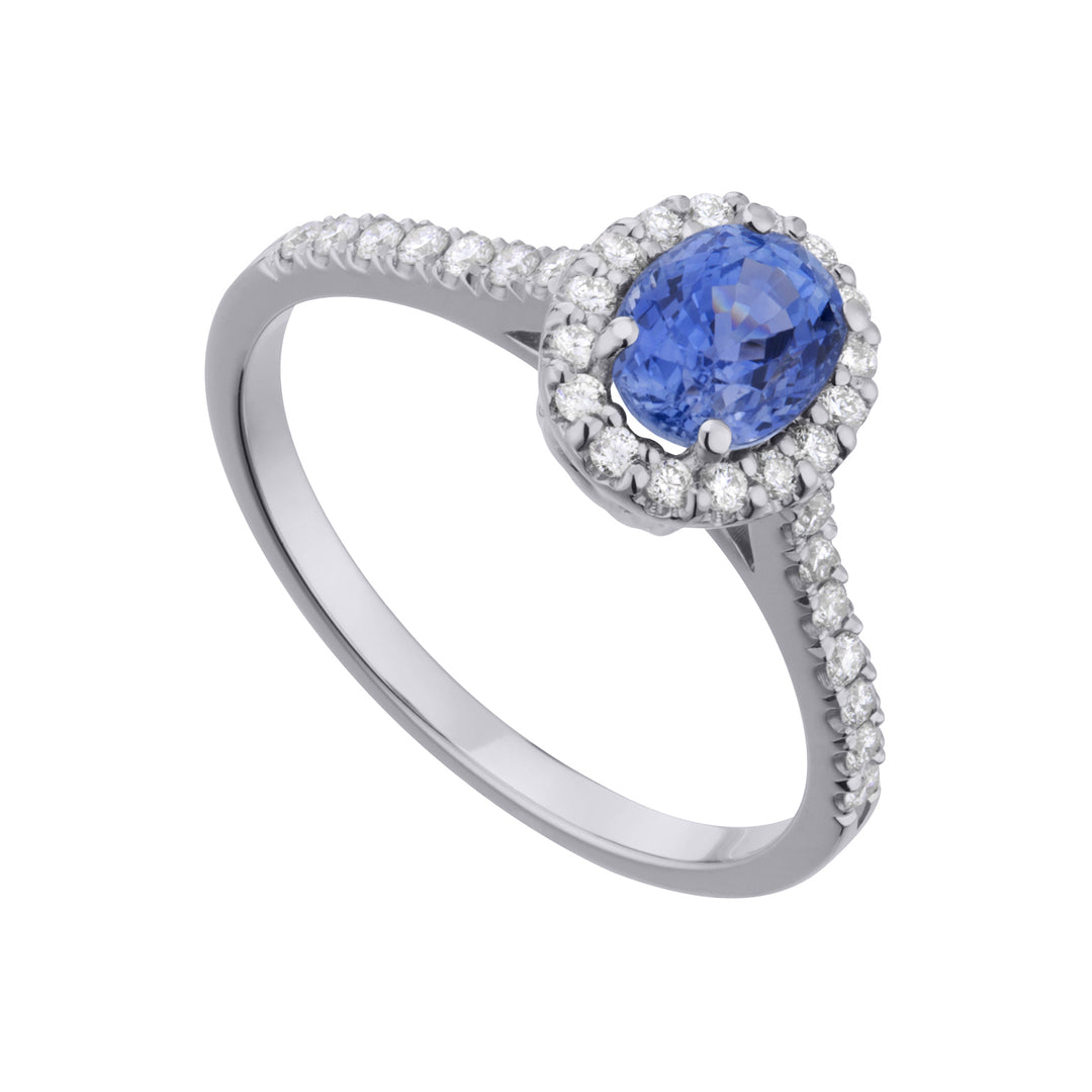 Anel de diamante Golay com safira azul oval 5x6 ACLC200DIZB-21049110007
