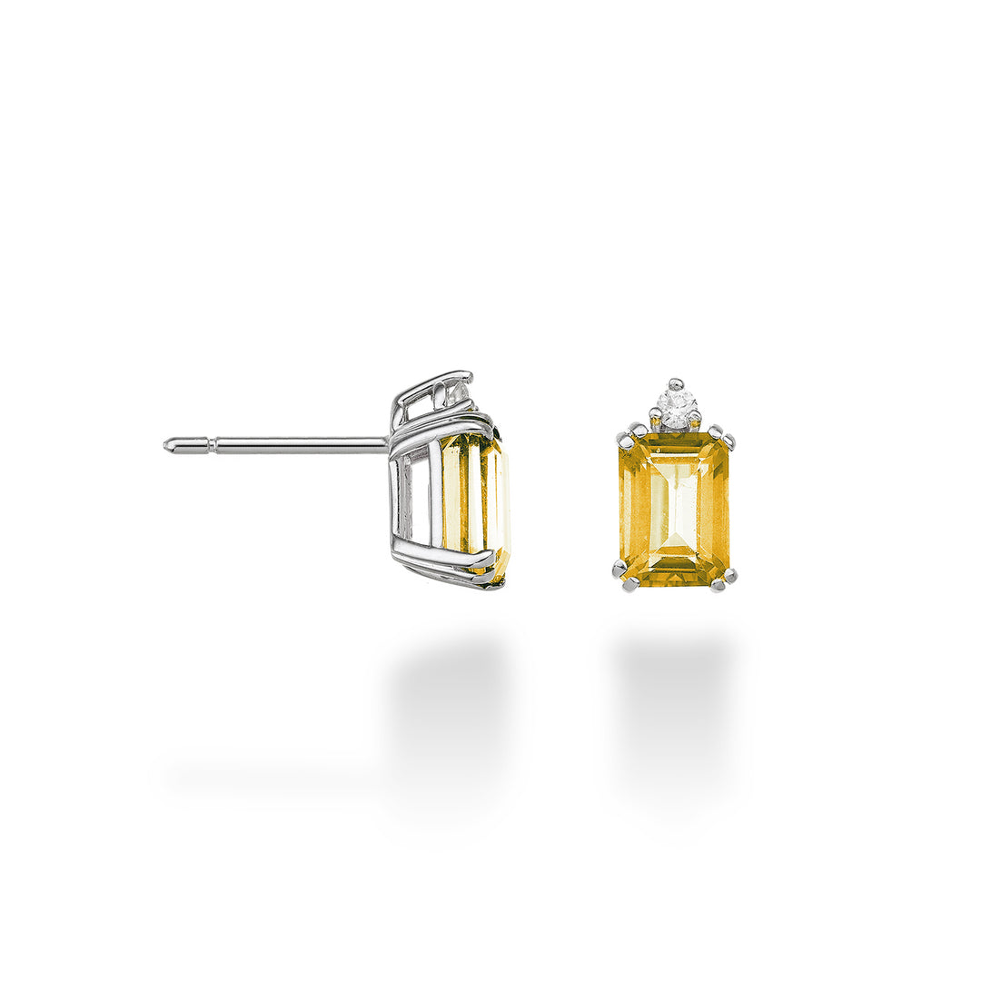 Nihama eller 18k ottekantet citrin 7x5 ct.1,70 diam. ct.0,05 NOCL090DICITR2O4