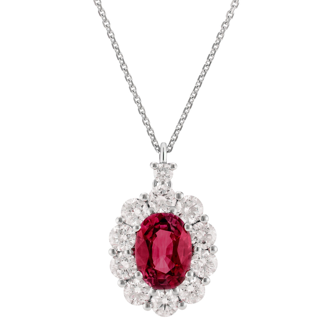 Golay 8x6 ovalt rubinhalsband och diamantkontur PCL044DIRU1-25317110122
