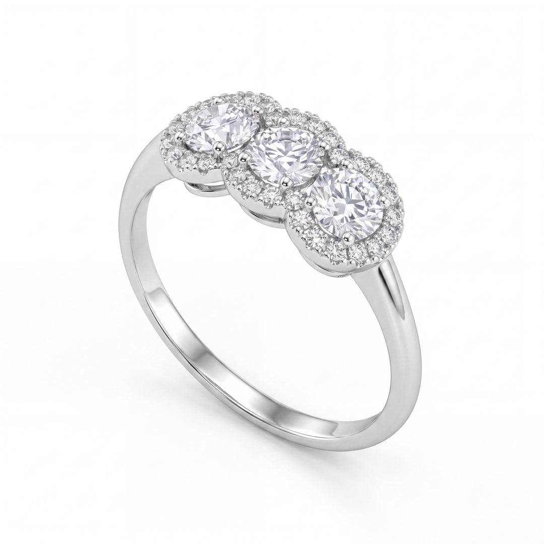 X-Diamond ένα εργαστήριο τριλογίας 18 καρατίων g.d. σύνολο ct 0,85, κεν. ct 0,25x3, κοινόχρηστο περίγραμμα ct 0,15 LXDATRL877O4BI085