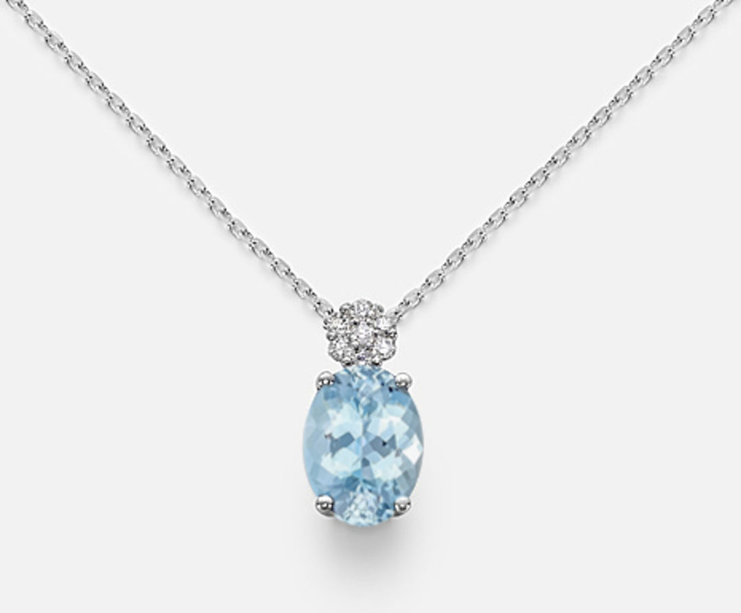 Aigue-marine ovale Mikiko cl 18 carats 7x5 ct.0,50 diam. 0,05 ct MD5025O4AM