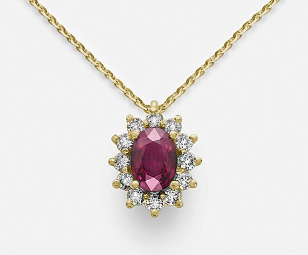 Mikiko cl 18k rubin n. oval 7x5 ct 0,85 diam. aur galben 0,30 ct MD5048O1RBN085