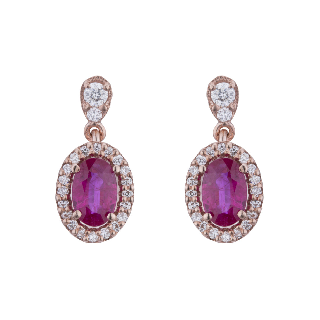 Golay 6x4 ovale Rubinohrringe mit Diamantkontur ORB200RU-19353110009