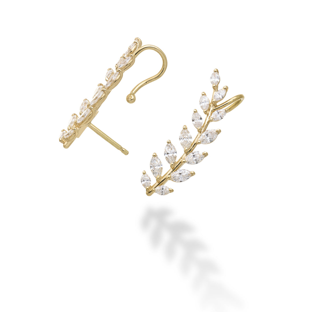 Golay olijfboom mono oorbel met marquise, geel goud, links OD840DGSX
