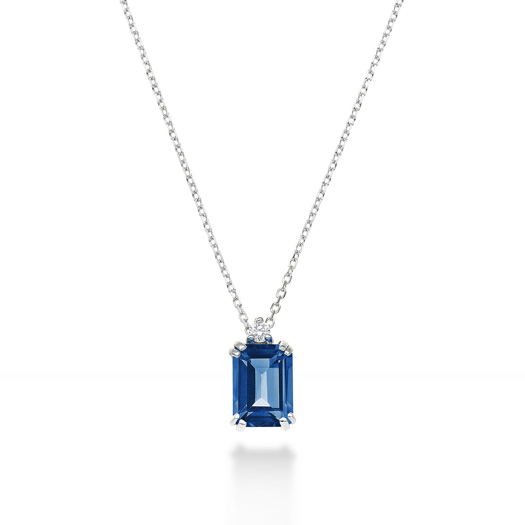 Mikiko cl 18k osmihranný londýnský modrý topaz 7x5 ct.1,20 pr. ct.0,025 MPCL090DITPBL2O4