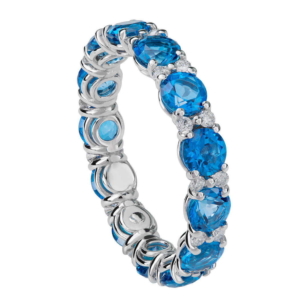 Anel de eternidade Golay com topázio azul caxemira + diamantes AET007250DITB-18094110002