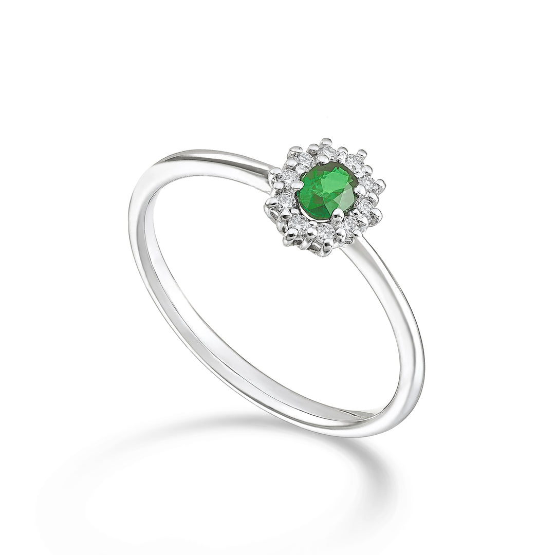 Nihama en 9k oval smaragd 4x3 ct.0,15 diam. 0,08 ct NA5166R4BE
