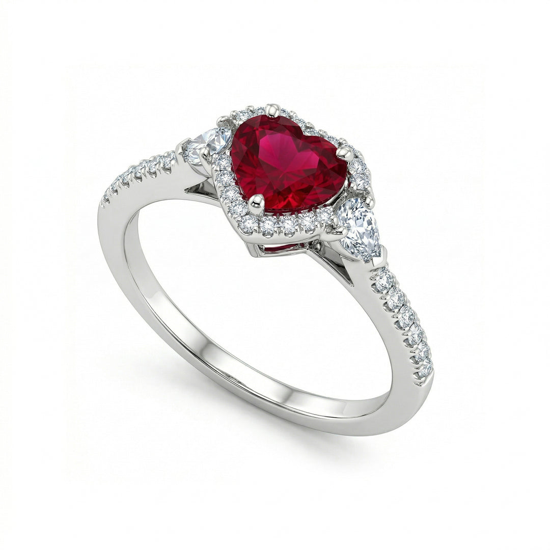 Inel Golay cu inimă rubin și picătură de diamante ACLC109DIRU66-22035110107