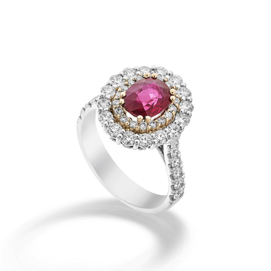 Golay rund rubinring 2 karat dobbelt konturskaft inkl. APU520DRU-24358110017