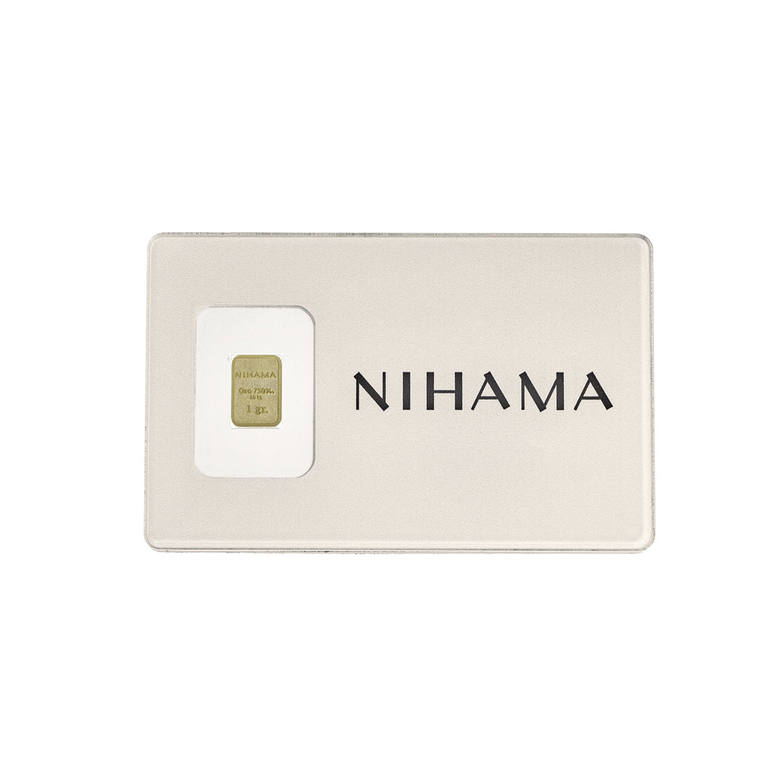 Nihama kabarcıklı kabarcık 18 ayar altın külçe 1 gram, pleksiglas içinde nihama BLTGOLD1G_NH