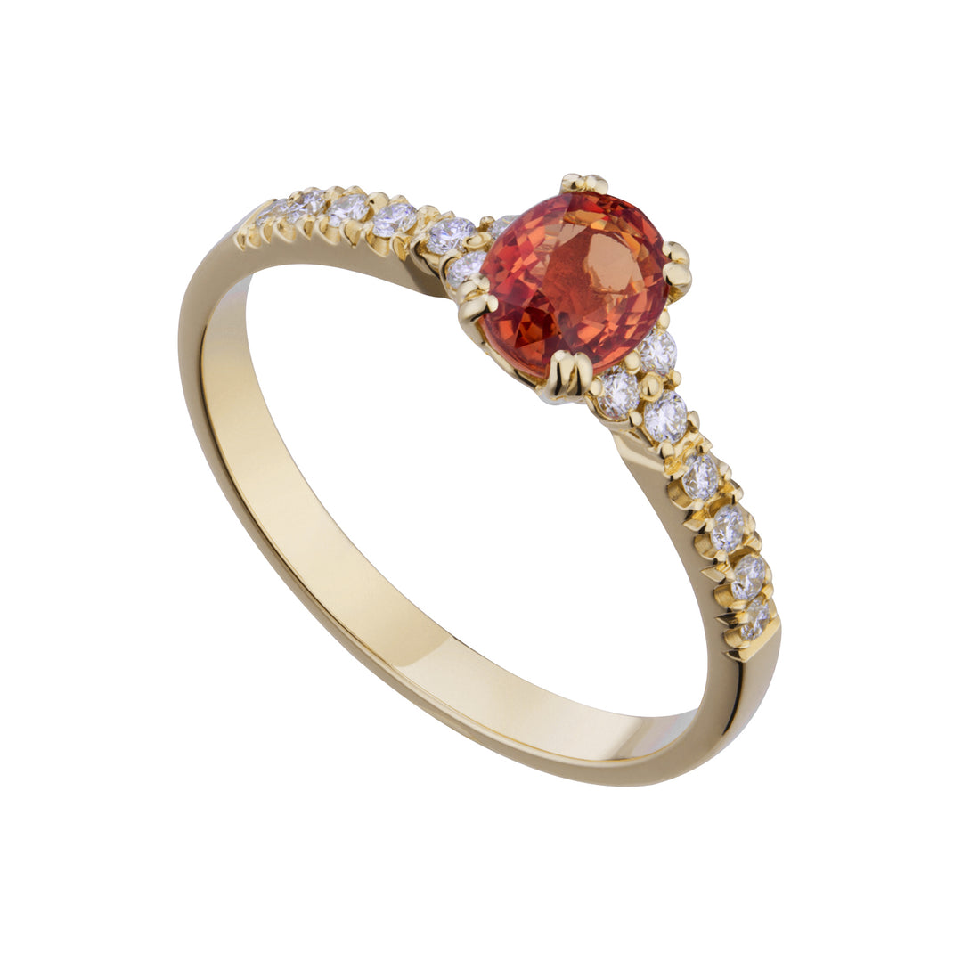 Anillo de diamantes Golay con zafiro naranja ovalado 5x6 ACLC201DIZO-21032110029