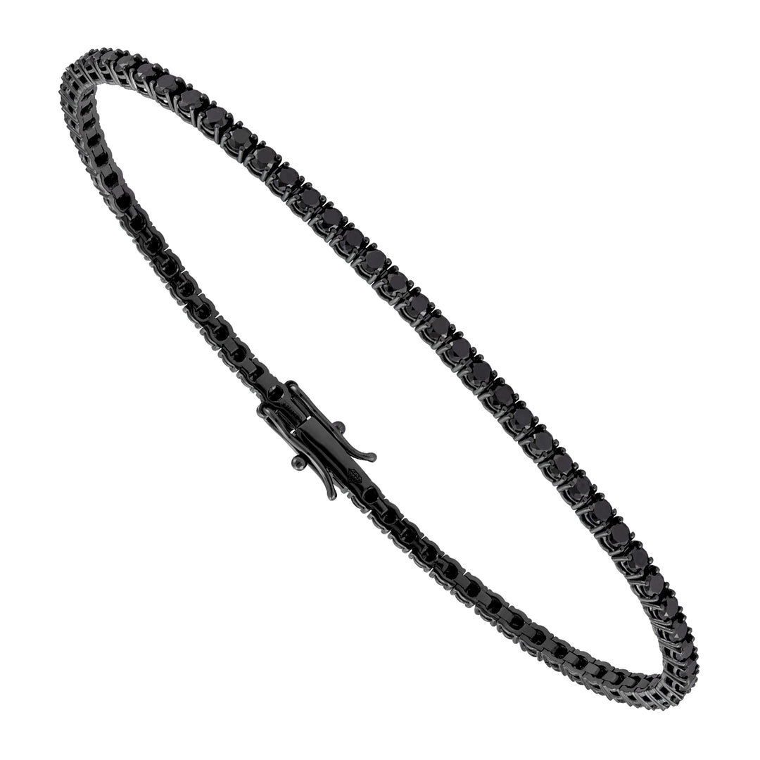 World Diamond Group Tennisarmband aus 9-karätigem Schwarzgold, Größe 17, BTF001BK2-375-24094110163