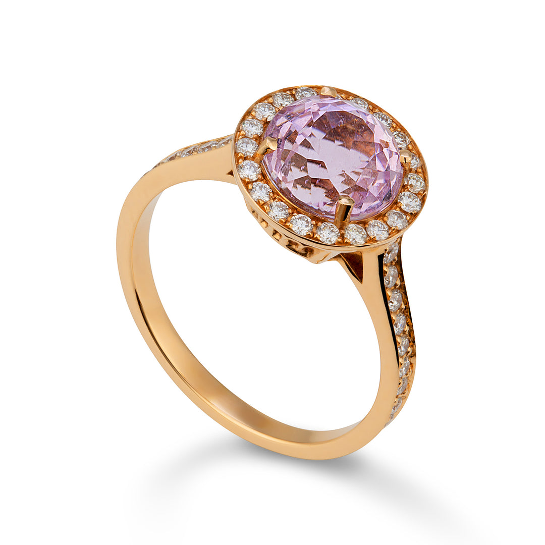 Prsten World Diamond Group kunzit kulatý 8x8 a diamanty ACLC71DIKZ1-22145110060