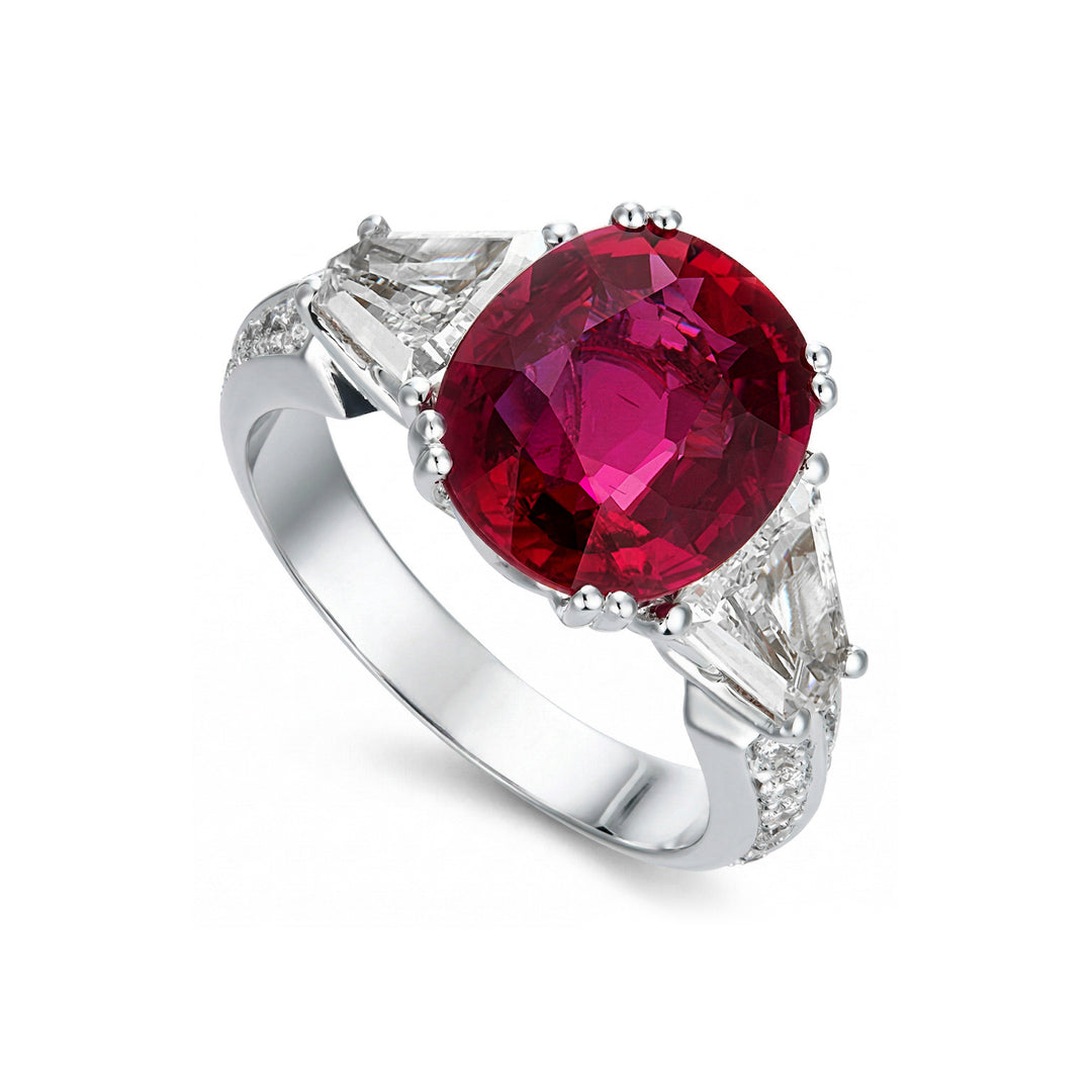 Anel de rubi oval 6x8 do World Diamond Group com contorno APU370DIRU-26084110070