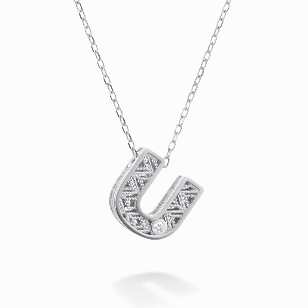 Mikiko cl 18k 字母 u 白金直径。 ct.0,01 MDLETUO4