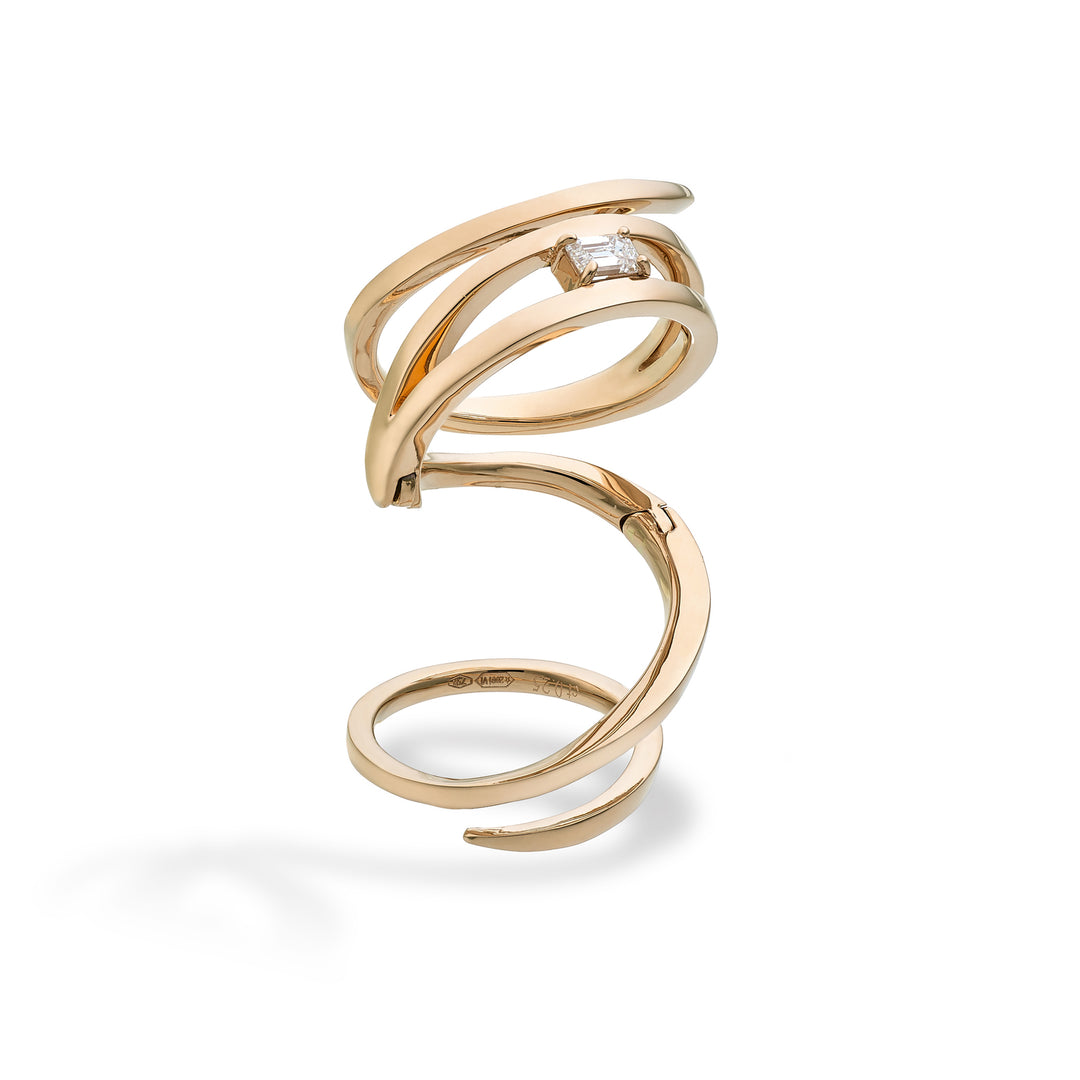 Golay slangering med enkel åttekantet diamant, rosa ASNAKE13DR-25324110156