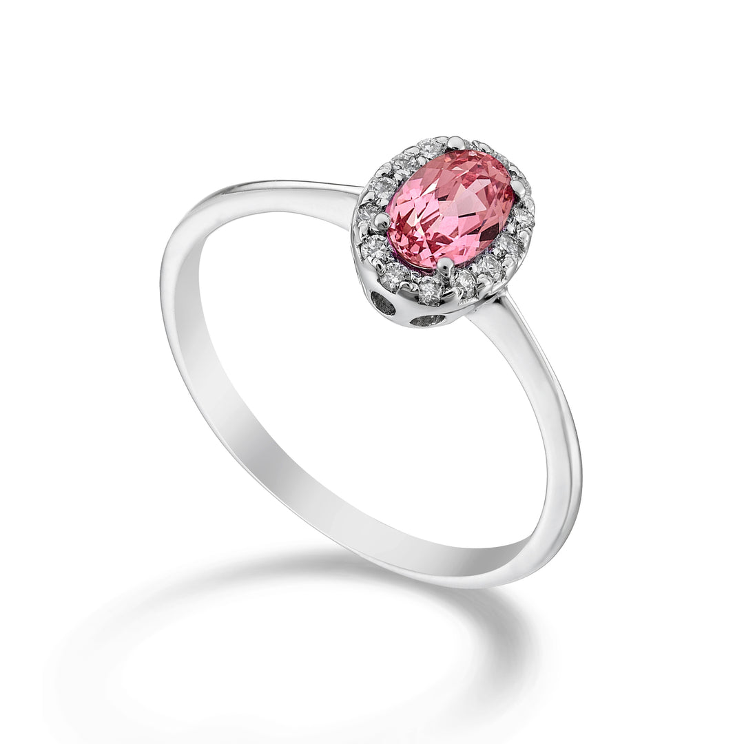 Nihama ένα οβάλ ροζ ζαφείρι 18 καρατίων 6x4 ct.0.60 dia ct.0.09 NA5115O4ZFRP