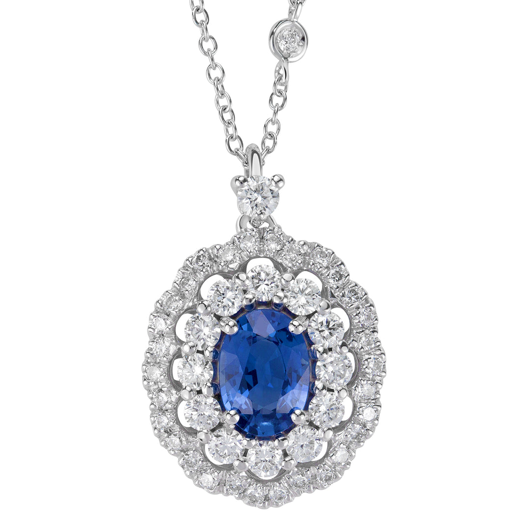 Collar Golay zafiro ovalado 7x5 doble cont. diamantes PCLC050DIZB-22216110002