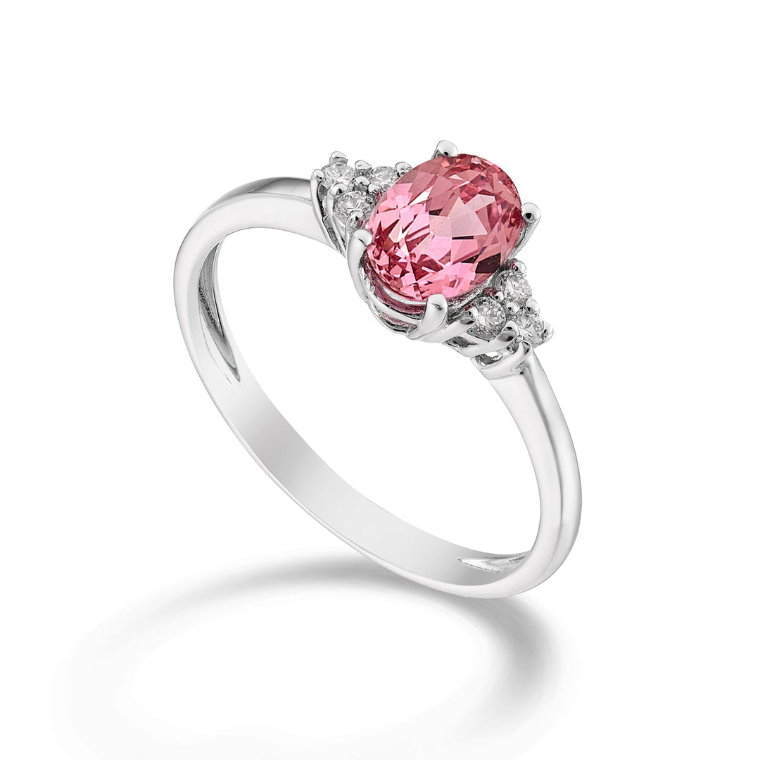 Nihama un saphir rose ovale 18 carats 7x5 ct.0.80 dia ct.0.09 NA5112O4ZFRP