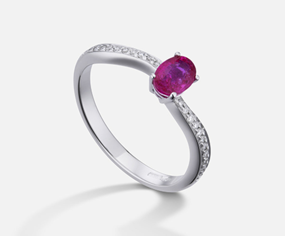 Mikiko ένα ρουμπίνι 18k n. οβάλ 6x4 ct.0,62 διαστ. ct. 0,10 MA5108O4RBN062