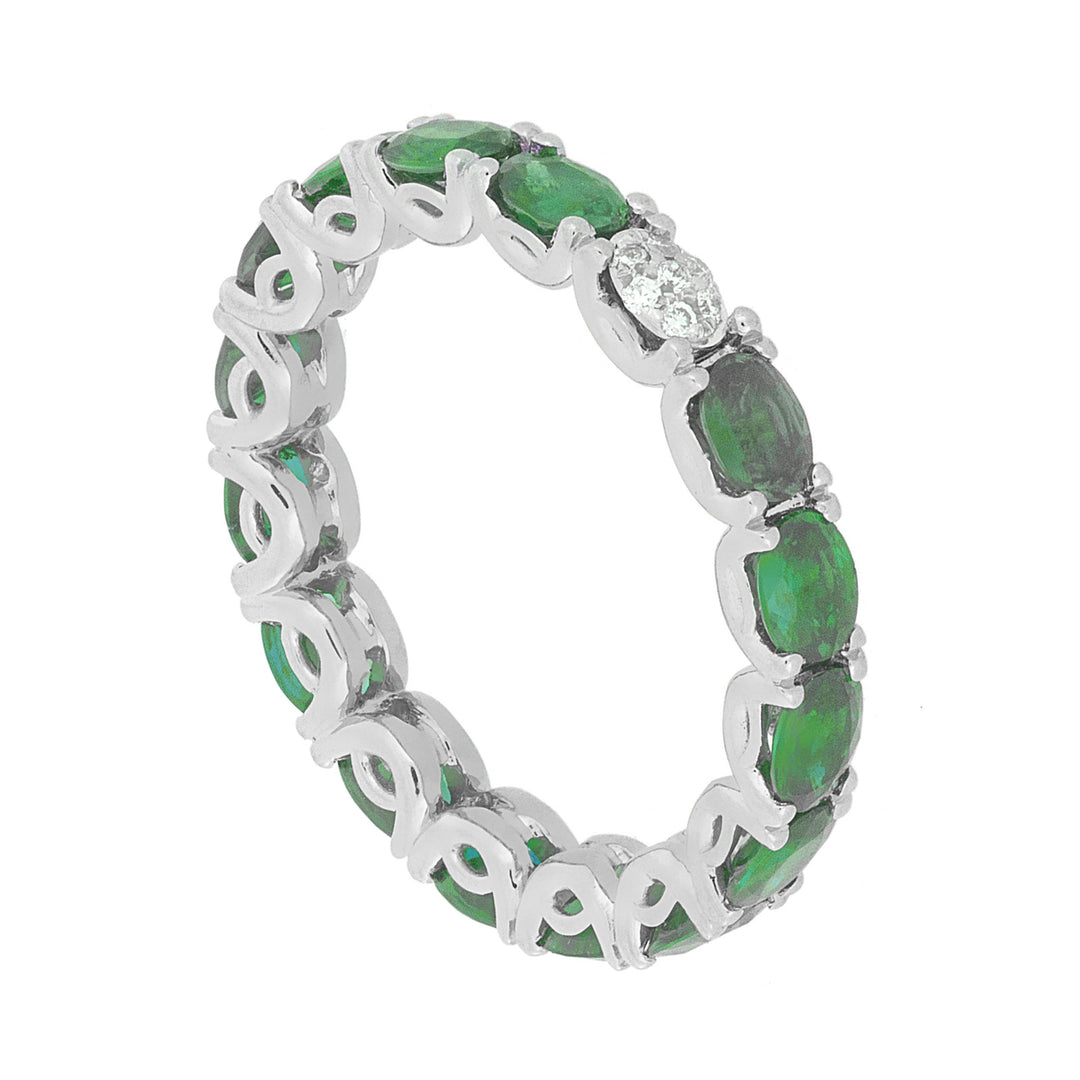 Golay lineaire ring met ovale smaragden en diamanten AET040WDISM-23041110021