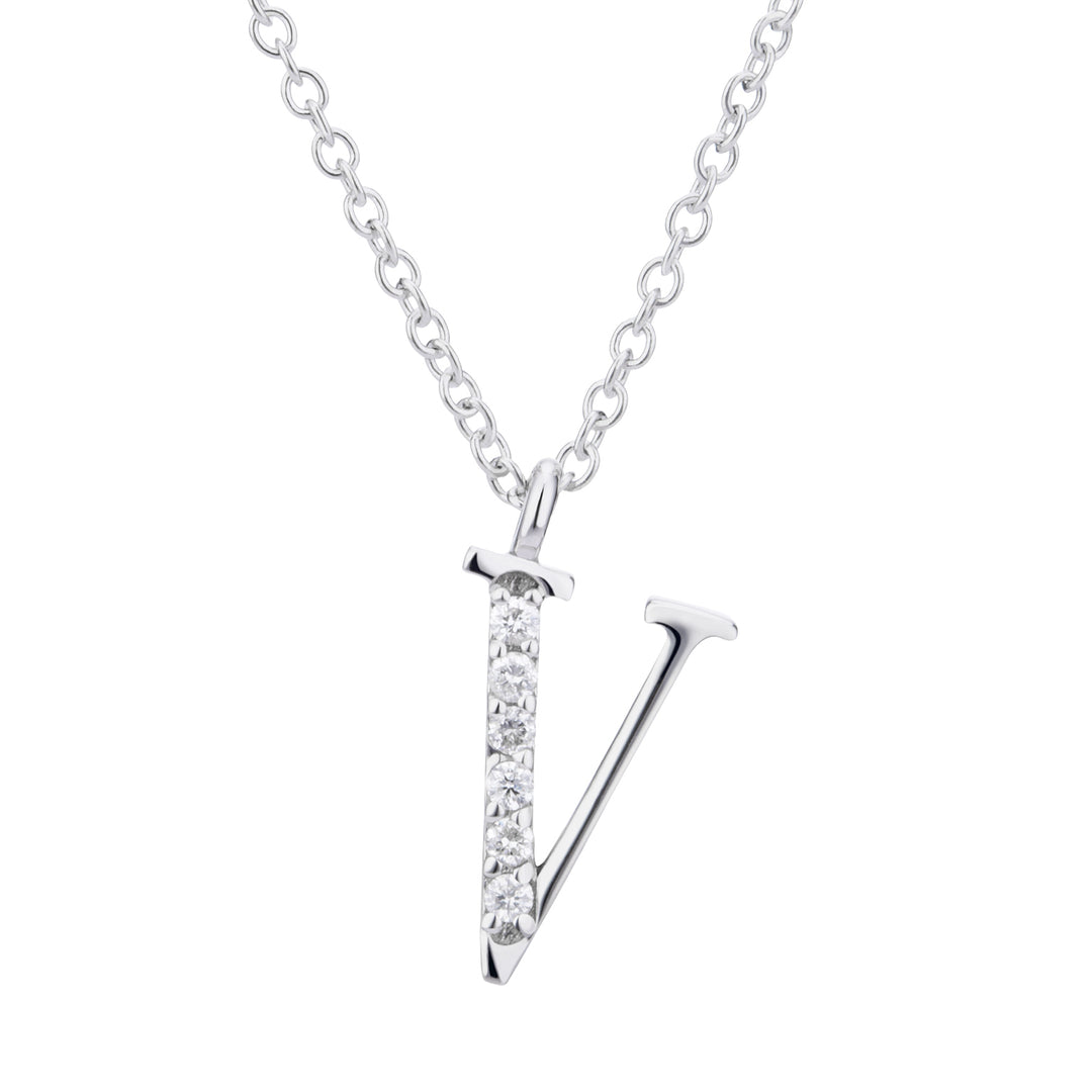 Golay cl 18k letra v diam grande. Oro blanco GDGFVO4 de 0,03 ct.