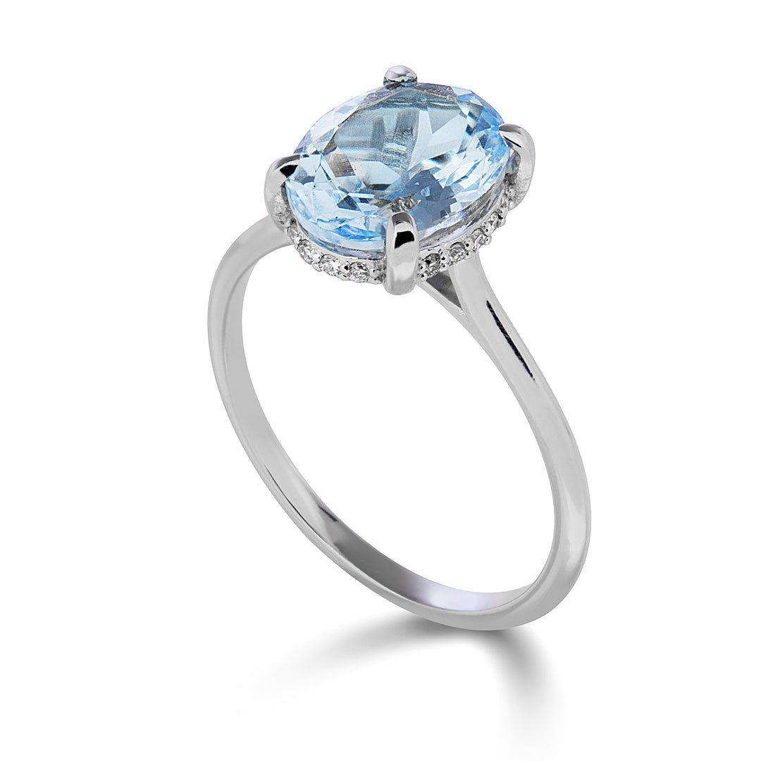 Nihama an 18k aquamarine oval 10x8 set with diamonds NA5222O4AM